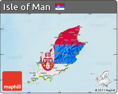 Flag Map of Isle of Man, physical outside