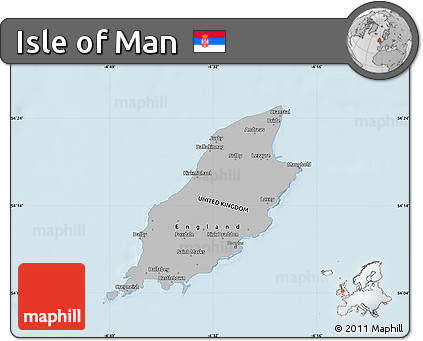 Gray Map of Isle of Man, single color outside