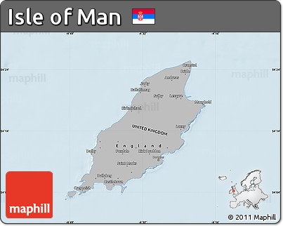 Gray Map of Isle of Man, single color outside