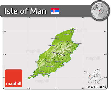 Physical Map of Isle of Man, cropped outside