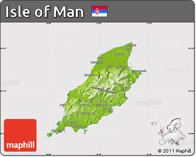 Physical Map of Isle of Man, cropped outside