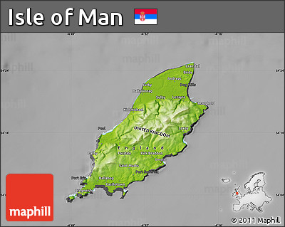 Physical Map of Isle of Man, darken, desaturated
