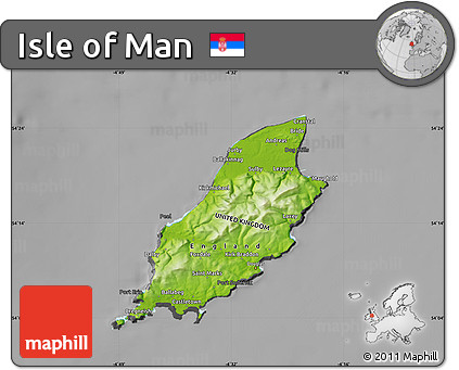 Physical Map of Isle of Man, darken, desaturated