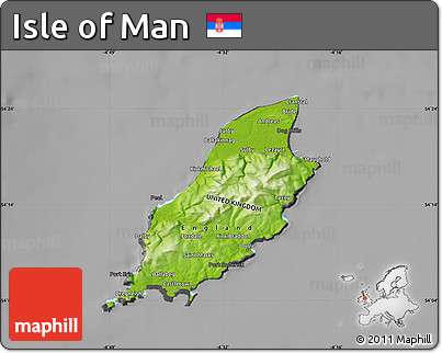 Physical Map of Isle of Man, darken, desaturated