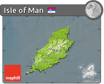Physical Map of Isle of Man, darken