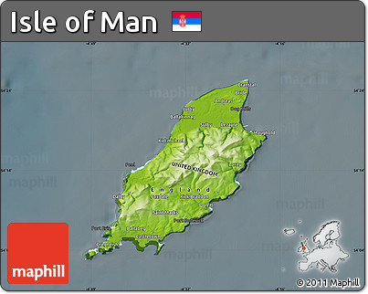 Physical Map of Isle of Man, darken