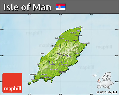 Physical Map of Isle of Man, darken, land only