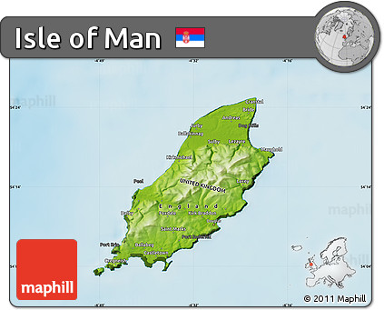 Physical Map of Isle of Man, darken, land only