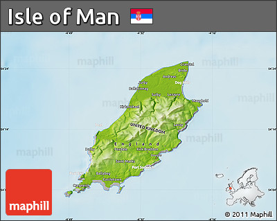 Physical Map of Isle of Man, lighten, desaturated, land only