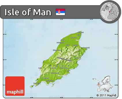 Physical Map of Isle of Man, lighten, land only