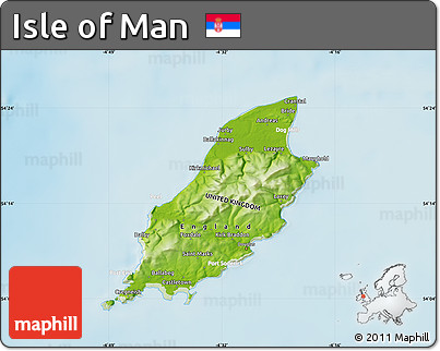 Physical Map of Isle of Man, lighten, land only
