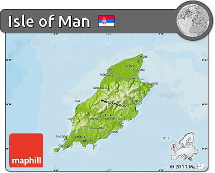 Physical Map of Isle of Man, political outside