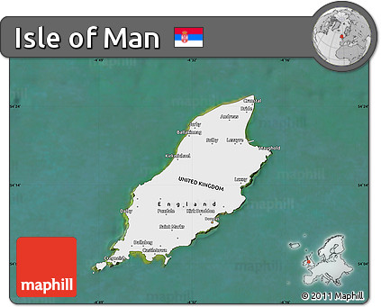 Political Map of Isle of Man, single color outside, satellite sea