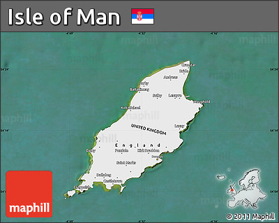 Political Map of Isle of Man, single color outside, satellite sea