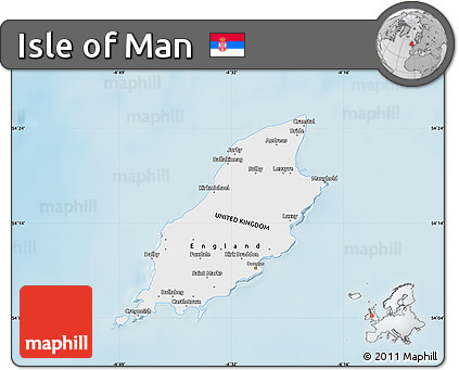 Political Map of Isle of Man, single color outside, shaded relief sea