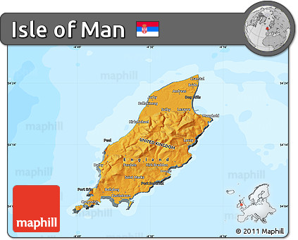 Political Shades Map of Isle of Man, darken, land only