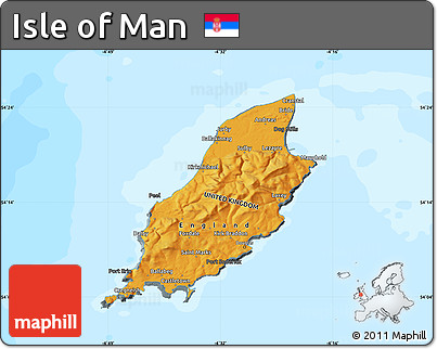 Political Shades Map of Isle of Man, darken, land only