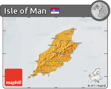 Political Shades Map of Isle of Man, lighten, semi-desaturated