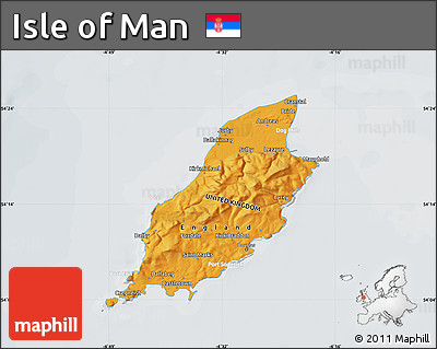 Political Shades Map of Isle of Man, lighten, semi-desaturated