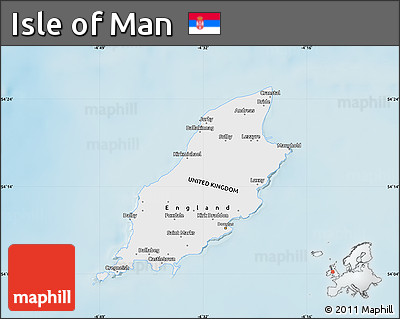 Political Shades Map of Isle of Man, single color outside, shaded relief sea