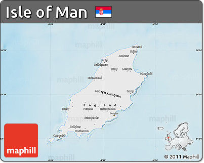 Political Shades Map of Isle of Man, single color outside, shaded relief sea