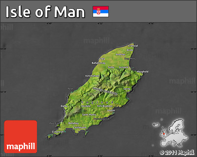 Satellite Map of Isle of Man, darken, desaturated