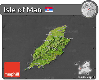 Satellite Map of Isle of Man, darken, desaturated