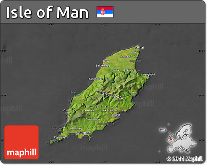 Satellite Map of Isle of Man, darken, desaturated