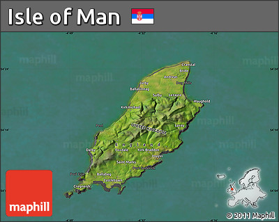 Satellite Map of Isle of Man, darken, desaturated, land only