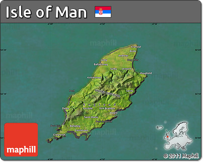 Satellite Map of Isle of Man, darken, desaturated, land only
