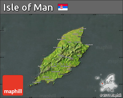 Satellite Map of Isle of Man, darken, semi-desaturated