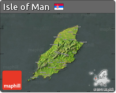 Satellite Map of Isle of Man, darken, semi-desaturated