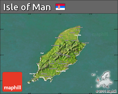Satellite Map of Isle of Man, lighten, land only