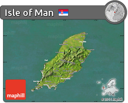 Satellite Map of Isle of Man, lighten, semi-desaturated, land only