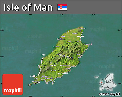 Satellite Map of Isle of Man, lighten, semi-desaturated, land only