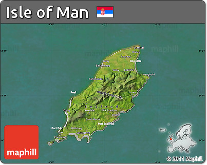 Satellite Map of Isle of Man, lighten, semi-desaturated, land only
