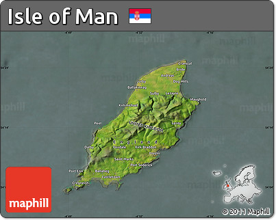 Satellite Map of Isle of Man, semi-desaturated