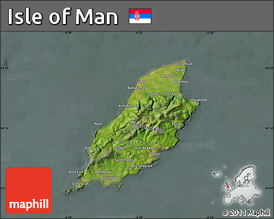 Satellite Map of Isle of Man, semi-desaturated