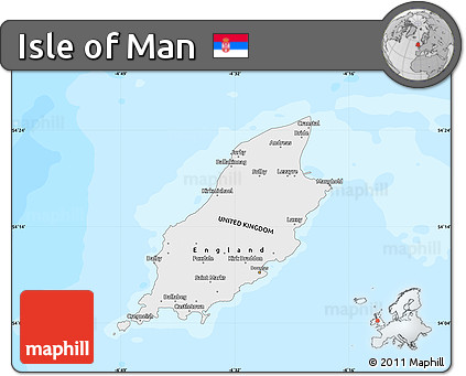 Satellite Map of Isle of Man, single color outside, bathymetry sea