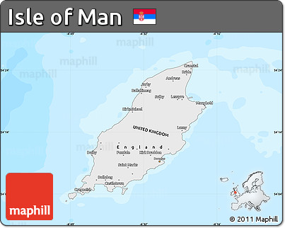 Satellite Map of Isle of Man, single color outside, bathymetry sea