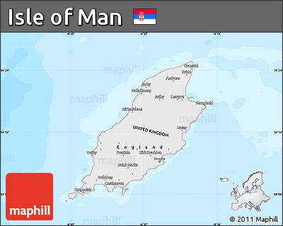 Satellite Map of Isle of Man, single color outside, bathymetry sea