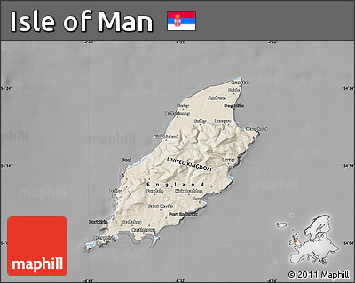Shaded Relief Map of Isle of Man, darken, desaturated
