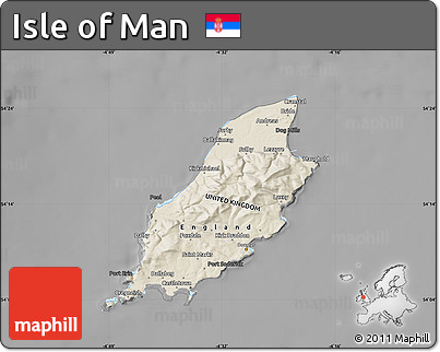 Shaded Relief Map of Isle of Man, darken, desaturated