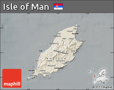 Shaded Relief Map of Isle of Man, darken, semi-desaturated