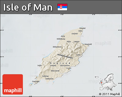 Shaded Relief Map of Isle of Man, lighten, semi-desaturated