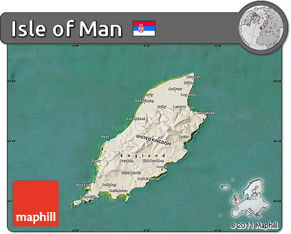 Shaded Relief Map of Isle of Man, satellite outside