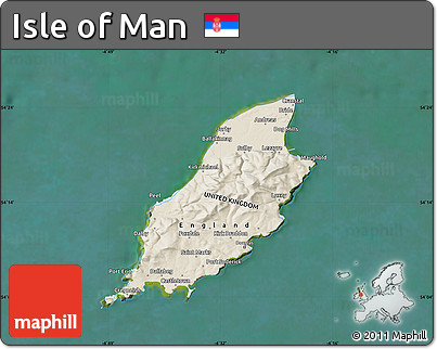 Shaded Relief Map of Isle of Man, satellite outside
