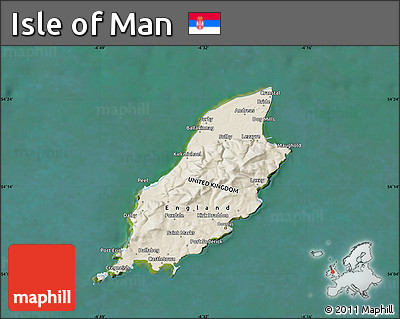 Shaded Relief Map of Isle of Man, satellite outside