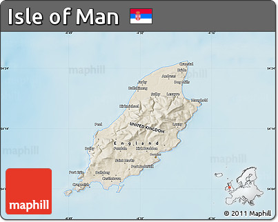 Shaded Relief Map of Isle of Man, semi-desaturated, land only