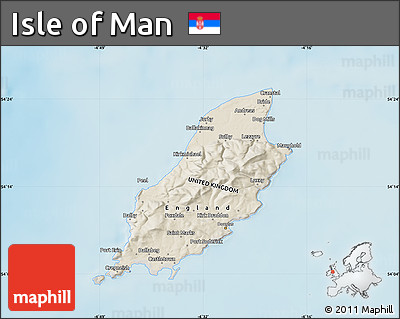 Shaded Relief Map of Isle of Man, semi-desaturated, land only